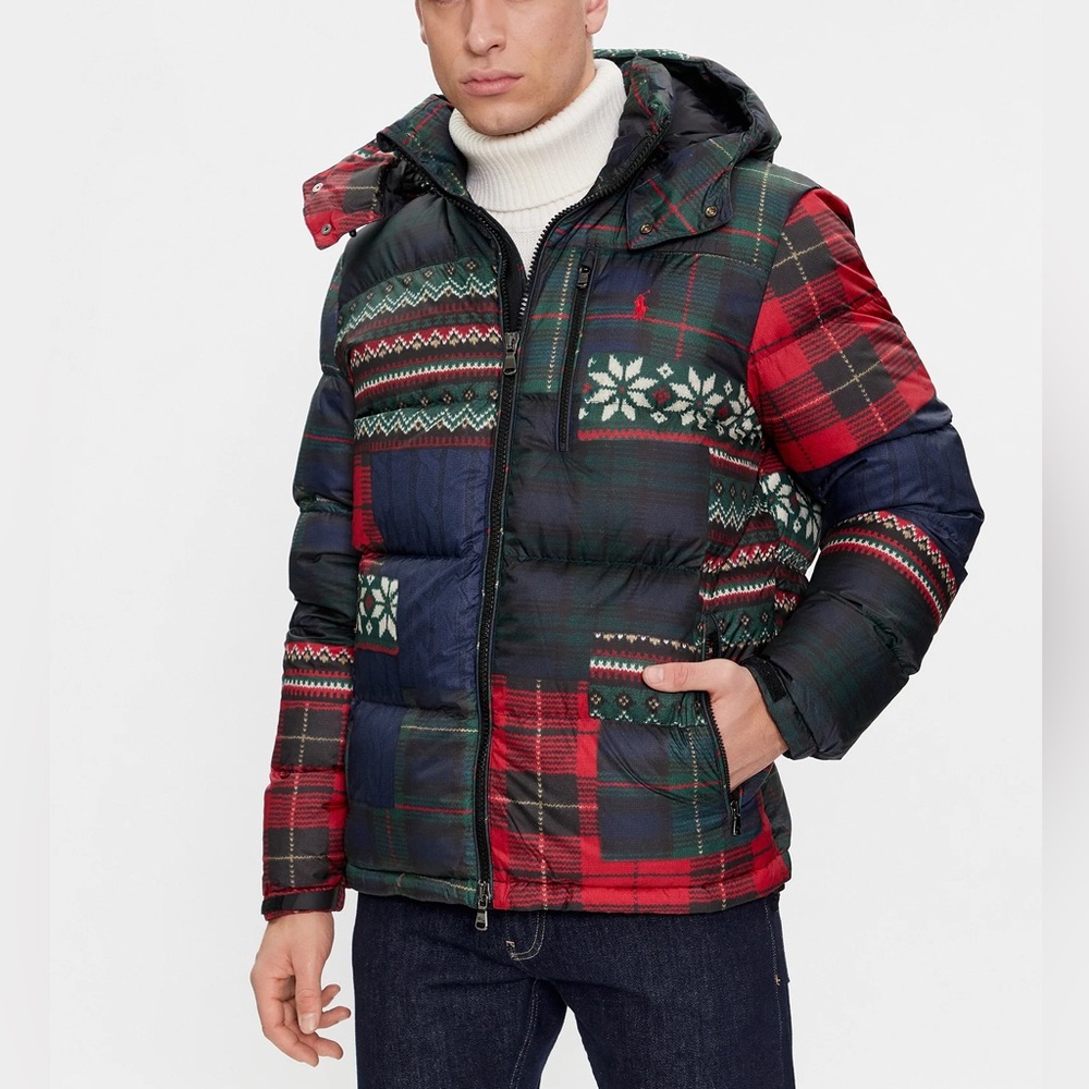 NWT! Polo Ralph Lauren Patchwork Men’s Large Duck Down Jacket Winter Aztec